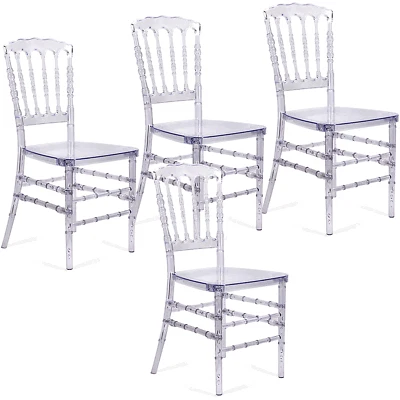 4 PIEZAS Sillas de Comedor Napoleón Transparente Cristal Chiavari Sillas Fantasma Foto 1 de 4