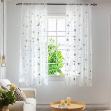 Pattern Moon And The Stars Sheer Curtains Tulle-Curtains For Living Room