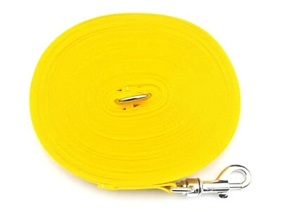 100ft 30m Long Dog Training Lead Obedience Recall Leash Large 25mm Wide Yellow - Image 1 of 4