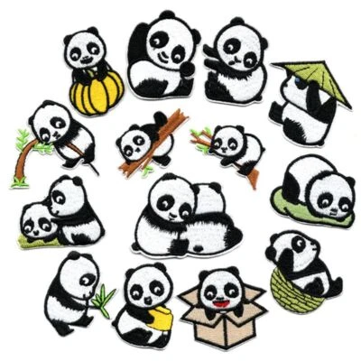14 Pcs Panda Embroidery Patches Applique for Jeans T-Shirt Jacket Backpacks - Image 1 of 4