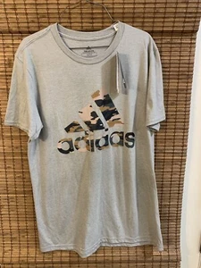 adidas Heather Gray & Blue Camo Logo Amplifier T-Shirt Size M New With Tags - Picture 1 of 4