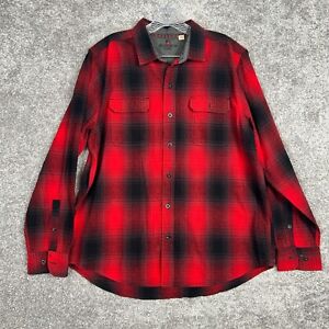 Woolrich Long Sleeve Flannel Shirt Men's XL Red Black Buffalo Plaid Lumberjack