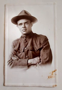 Vintage  WW1 U.S.M.C. Army Military Uniform Robert Potter Post Card / Photo - Picture 1 of 7