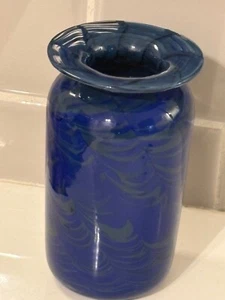 Hand Blown Blue & Green Art Glass Vase... - Picture 1 of 2