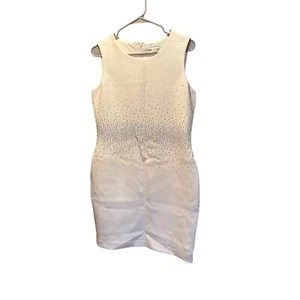 Calvin Klein Rhinestone Embellished Sheath Dress White Size 12 - Picture 1 of 7