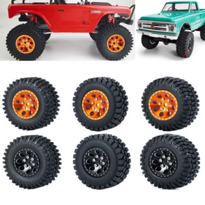 Juego de 4 llantas de metal SCX24 AX24 y neumáticos de goma para coche de radiocontrol de 1/24 - Imagen 1 de 32