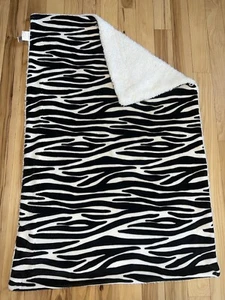 Little Miracles Zebra Plush Sherpa Baby Blanket Costco Thick 30x45 White Black - Picture 1 of 4