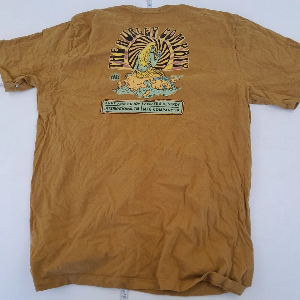 HURLEY T-Shirt Grande Marrón Para Hombre Gráfico Estampado Trasero Sirena - Imagen 1 de 4