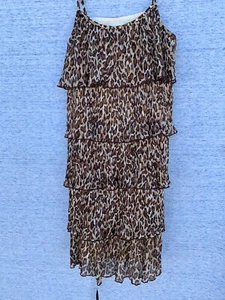 SALE @ Vintage Leopard Jaguar Cheetah Flapper Pleated Dress Girls Sz 16 ❤️tb9j3 - Picture 1 of 8