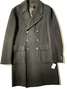 New LUCA VENTURINI Men Blk Double Faced Wool DB Peacoat Coat sz 42 It 52 Italy - Picture 1 of 17