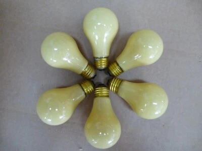 6 Pack of 40 Watt A19 Yellow Bug Lite Long Life Light Bulbs Decorative/Party USA - Image 1 of 3