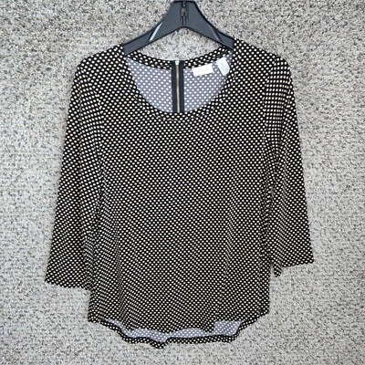 Blusa Chicos Top Mujer 1 EE. UU. Mediana Negra Lunares Cuello Redondo Cremallera Damas Foto 1 de 4