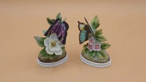 Pair of Leffton Ruby Lane hand painted Butterflies Figurines - Picture 1 of 3