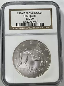 1996 D Olympic High Jump Uncirculated Commemorative Silver Dollar NGC MS69 - Picture 1 of 12