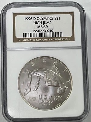 1996 D Olympic High Jump Uncirculated Commemorative Silver Dollar NGC MS69 - Image 1 of 4