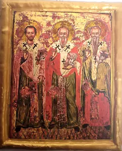 Three Holy Hierarch Saints Gregory St John St Basil Eastern Orthodox Icon - Picture 1 of 5