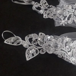 Braut Hochzeit Kleid Handschuhe Strass Party Lang Spitze Fingerlose Handschuhe - Bild 1 von 7