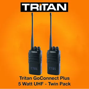 TRITAN GOCONNECT-PLUS UHF 5 WATT WALKIE-TALKIE RADIOS & COVERT EARPIECES x 2 - Picture 1 of 9