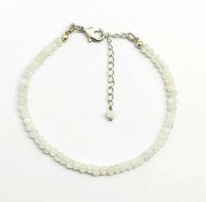 Rainbow Moonstone Rondelle Faceted 4-4.5mm beads Silver plated clasp 7" bracelet - Picture 1 of 10
