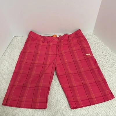 Bermudas de golf Puma para mujer 8 deportes estilo de vida rosa a cuadros algodón Foto 1 de 4