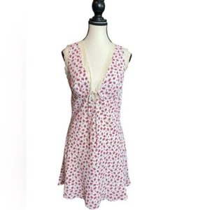 Cotton Candy Milkmaid Babydoll Dress Y2K Peasant Midi Ditsy Coquette Roses Lace - Picture 1 of 13