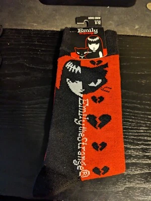 Zapato Emily the Strange Split Cat Rojo Negro Talla 8-12 Hombre Crew Bioworld Foto 1 de 4