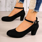 Ladies High Heel Round Head Suede Buckle Thick Heel Shallow Mouth Large Size