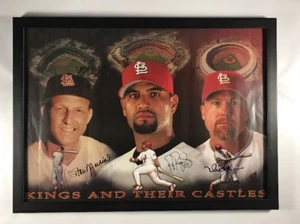 St Louis Cardinals McGwire Albert Pujols Stan Musial Triple Signed Framed Poster - Picture 1 of 12