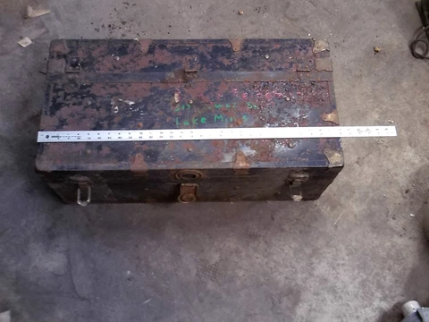 Vintage Antique Steamer Travel Luggage Trunk Treasure Chest Cover