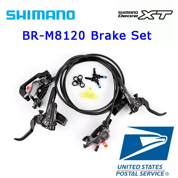 Shimano Deore XT BR-M8120 BL-M8100 4-Piston Hydraulic Brake Set F+R Resin Metal - Image 1 of 1