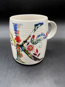 NUEVO SIN ETIQUETAS Anthropologie Starla M. Halfman Monograma Letra K Cerámica Taza de Café Floral - Imagen 1 de 7
