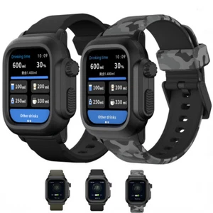Sports Silicone Casel+Band Strap For Apple Watch Series Ultra 8 7 6 Outdoor - Picture 1 of 44