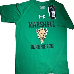 NCAA Marshall Thundering Herd T Shirt Under Armour Heat Gear Green YOUTH Med NWT - Picture 1 of 18