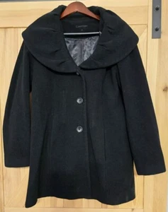 Calvin Klein Shawl Collar Wool Blend Women’s Coat Size 14 Black - Picture 1 of 7