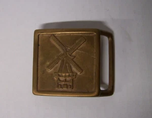 Vintage Valleau Studio Tech Ether Holland Windmill Solid Brass Belt Buckle RARE! - Picture 1 of 2