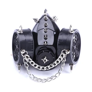 Steampunk Rivet Face Mask Punk Goth Cyber Cosplay Festival Stud Chain Party Mask - Picture 1 of 6
