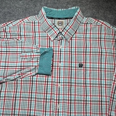 Cinch Men’s XL Long Sleeve  Button Up Shirt Western Flip Cuff Aqua Teal Rodeo - Image 1 of 4