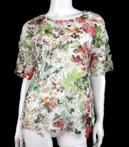 DOMENICO VACCA FLORAL PRINT SHORT SLEEVE LACE TOP SZ.42 - Picture 1 of 5