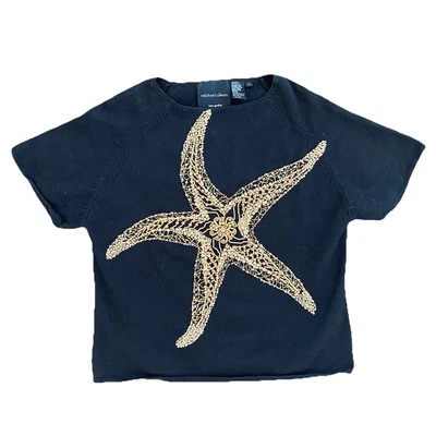 Suéter Pullover Tejido Estrella de Mar Madera y Concha Negra Michael Simon NY Wms L De Colección Foto 1 de 4