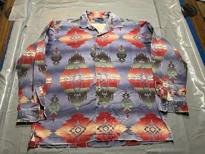Polo Ralph Lauren Aztec Southwest Button Down Shirt Chambers Mens XL Distressed - Image 1 of 4