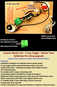Custom Solderless SS wiring harness MOD -MV / Centralab 3-way toggle switch / MT - Picture 1 of 7