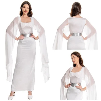 TV Wars Princesa Leia Organa Solo Disfraz Juegos con disfraces Blanco Vestido Cinturón Halloween Foto 1 de 4