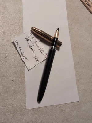 De colección ~ Gorra Sheaffer Snorkel Negro/Dorado-Tribete o Relleno 14K Plumín Punto Blanco/Sin Probar Foto 1 de 4