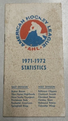 Vintage 1971-1972 AHL AMERICAN HOCKEY LEAGUE Statistics Guide Book 19 Pages - Image 1 of 4