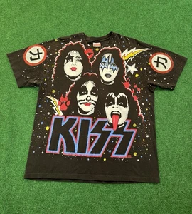 1992 90s Kiss All Over Print T-shirt rare Gene Simmons art painting XL band tee - Picture 1 of 9
