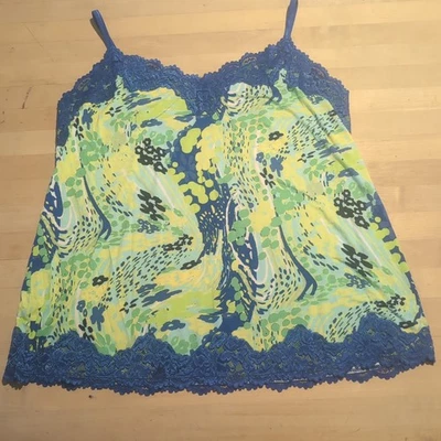 Camiseta sin mangas Lane Bryant talla grande 2X 18/20 The Lace Trim Cami elástica azul real  Foto 1 de 4