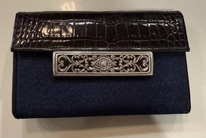 Brighton Denim/schwarz Krokoleder Geldbörse - Bild 1 von 4