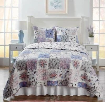 Sterling Creek Quilt beautiful butterfly and floral pattern Set King Size 2 sham - Image 1 of 2