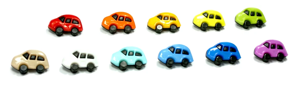 6 x Autoknöpfe in Schwarz-Bunt 16 x 24mm Auto Knöpfe groß für Kinder zum Basteln - Bild 1 von 1