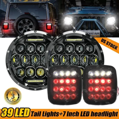 Faros LED 4 piezas para Jeep Wrangler TJ 97-06 haz alto/bajo DRL + luz trasera 16 LED Foto 1 de 4